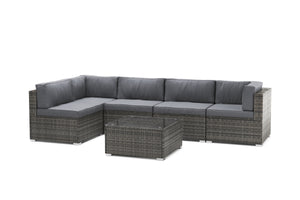 Eckteil Rattanlounge KRETA grau / anthrazit
