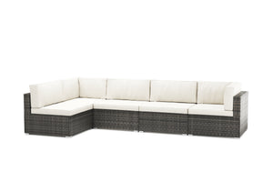 Eckteil Rattanlounge LINDOS grau/weiss