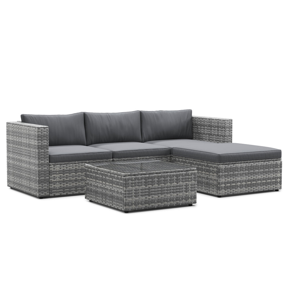 Salon de jardin MALIBU en rotin, gris/anthracite