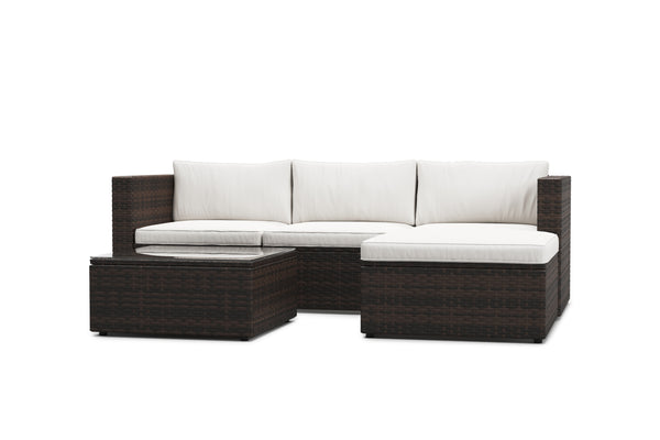 Rattanlounge MALIBU braun / weiss