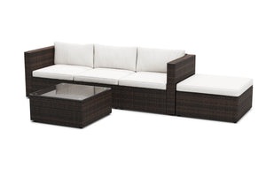 Rattanlounge MALIBU braun / weiss