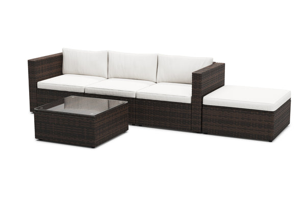Rattanlounge MALIBU braun / weiss