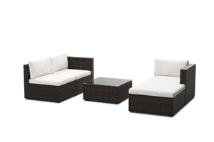 Rattanlounge MALIBU braun / weiss