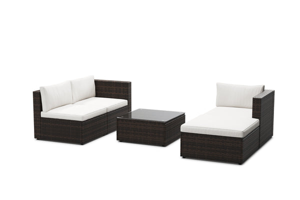 Rattanlounge MALIBU braun / weiss