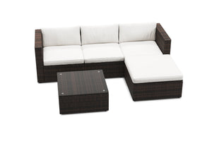 Rattanlounge MALIBU braun / weiss