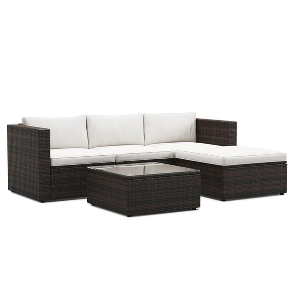 Rattanlounge MALIBU braun / weiss