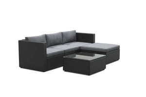 Rattanlounge MALIBU schwarz / anthrazit