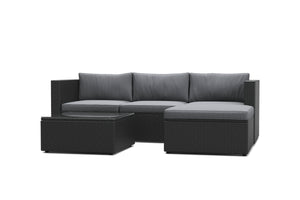 Rattanlounge MALIBU schwarz / anthrazit