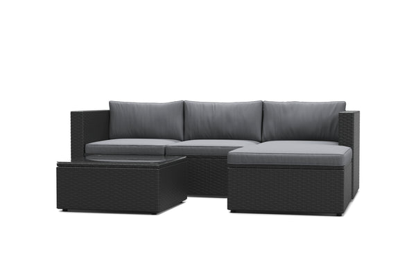 Rattanlounge MALIBU schwarz / anthrazit
