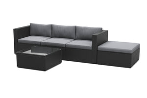 Rattanlounge MALIBU schwarz / anthrazit
