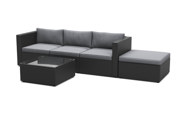 Rattanlounge MALIBU schwarz / anthrazit