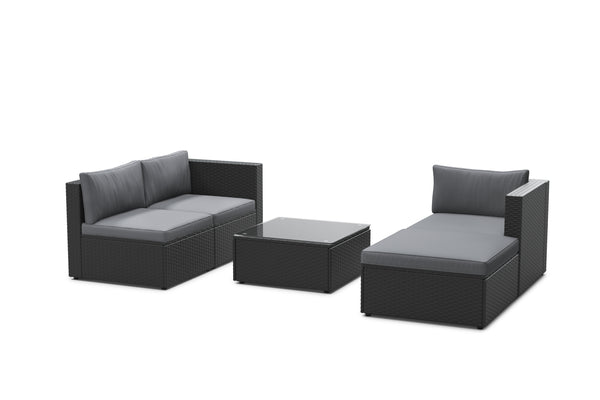 Rattanlounge MALIBU schwarz / anthrazit
