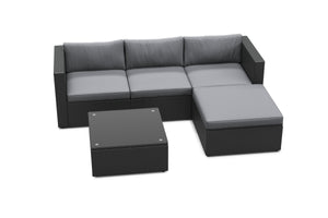 Rattanlounge MALIBU schwarz / anthrazit