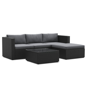 Rattanlounge MALIBU schwarz / anthrazit