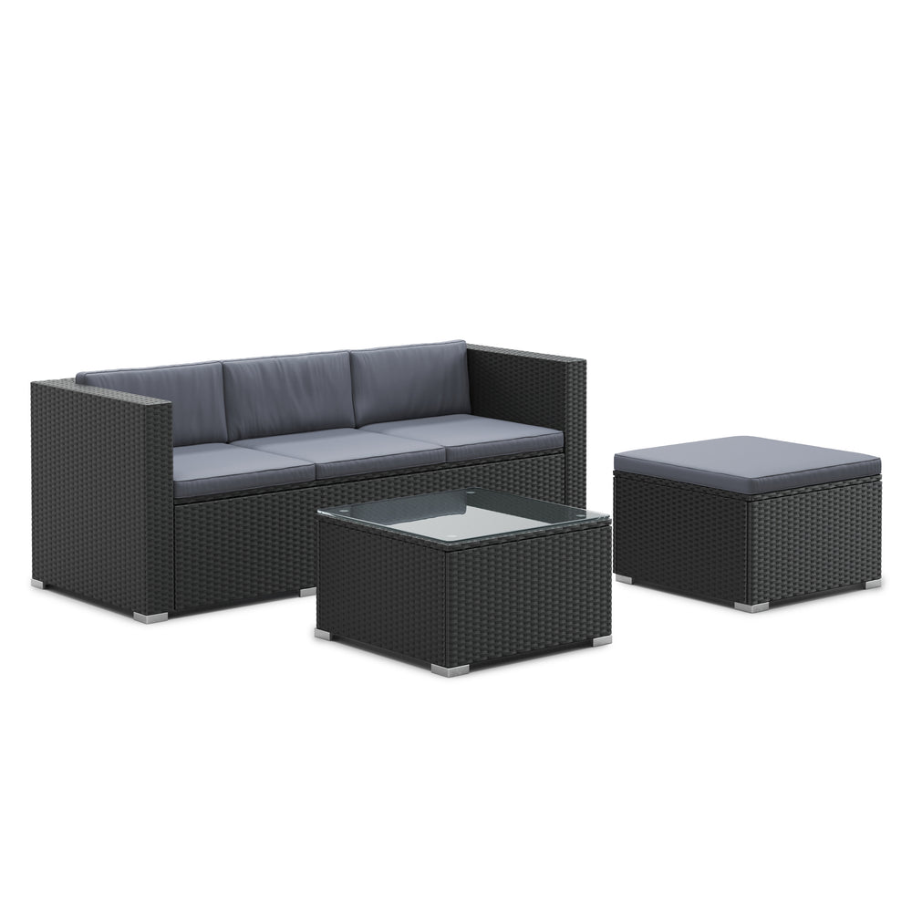Fauteuil lounge en rotin NIZZA, noir/anthracite