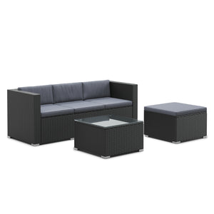 Rattanlounge NIZZA schwarz/anthrazit