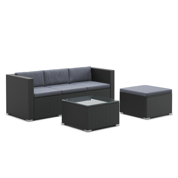 Rattanlounge NIZZA schwarz/anthrazit