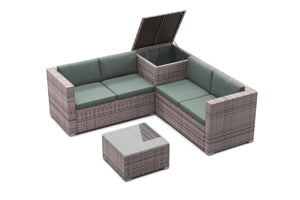 Rattanlounge SAN MARINO graubraun / grün