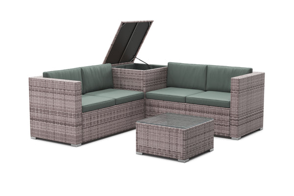 Rattanlounge SAN MARINO graubraun / grün