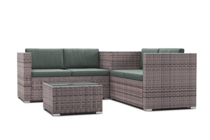 Rattanlounge SAN MARINO graubraun / grün