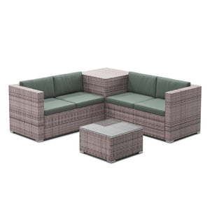 Rattanlounge SAN MARINO graubraun / grün