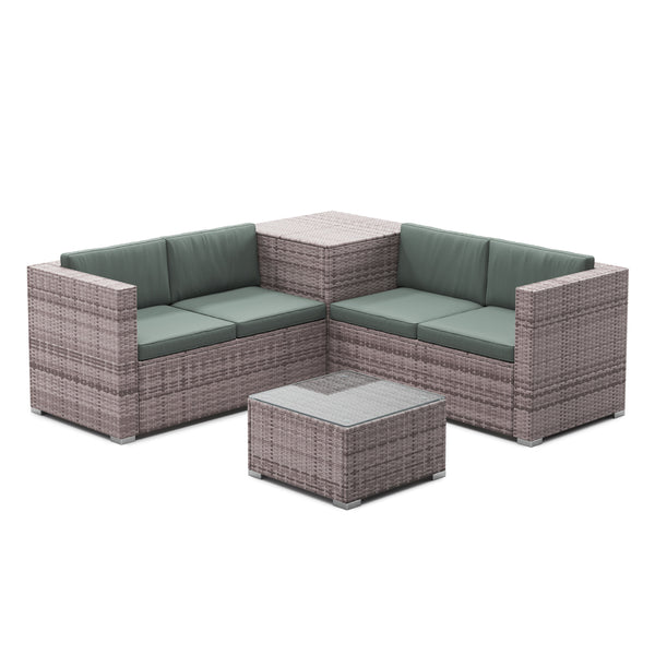 Rattanlounge SAN MARINO graubraun / grün
