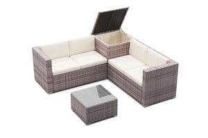 Rattanlounge SAN MARINO graubraun / beige