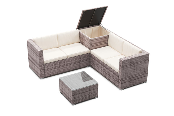 Rattanlounge SAN MARINO graubraun / beige