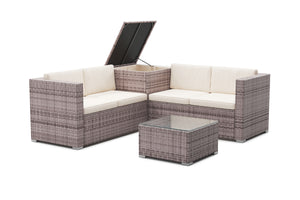 Rattanlounge SAN MARINO graubraun / beige