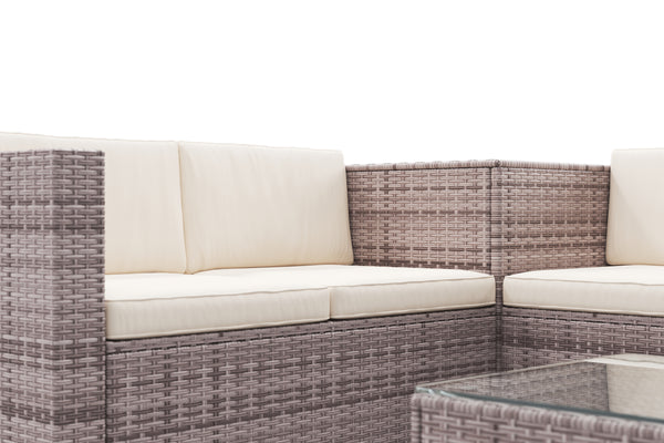 Rattanlounge SAN MARINO graubraun / beige