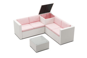 Rattanlounge SAN MARINO weiss / rosa
