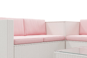 Rattanlounge SAN MARINO weiss / rosa