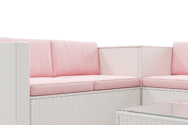 Rattanlounge SAN MARINO weiss / rosa