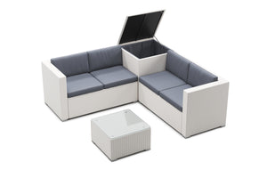 Rattanlounge SAN MARINO weiss/anthrazit