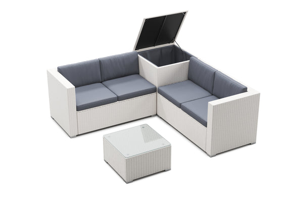 Rattanlounge SAN MARINO weiss/anthrazit
