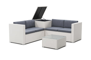 Rattanlounge SAN MARINO weiss/anthrazit