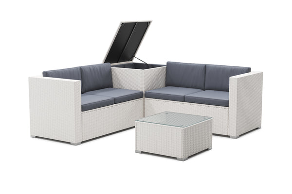 Rattanlounge SAN MARINO weiss/anthrazit