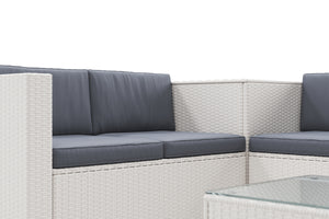 Rattanlounge SAN MARINO weiss/anthrazit