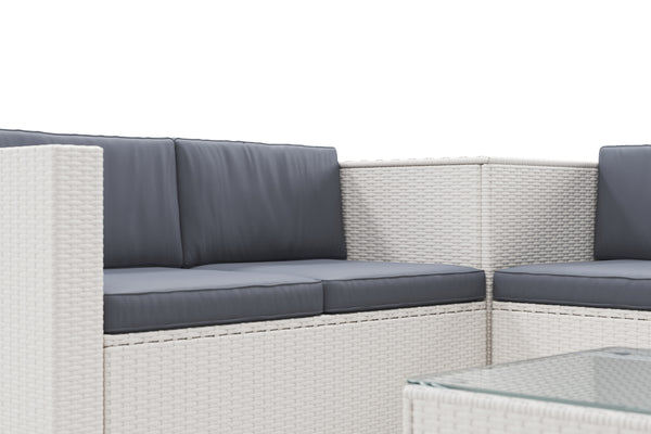 Rattanlounge SAN MARINO weiss/anthrazit