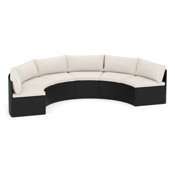 Rattanlounge SEASIDE schwarz / weiss