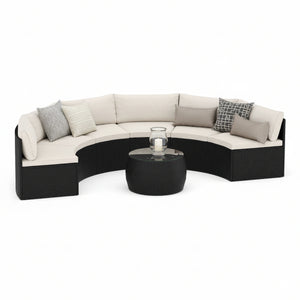 Rattanlounge SEASIDE schwarz / weiss