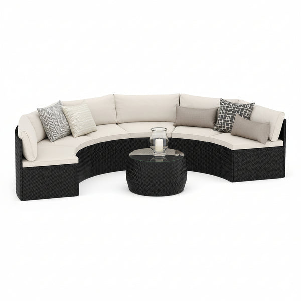 Rattanlounge SEASIDE schwarz / weiss