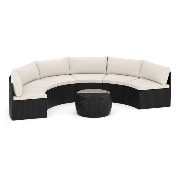 Rattanlounge SEASIDE schwarz / weiss