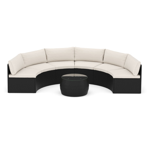 Rattanlounge SEASIDE schwarz / weiss