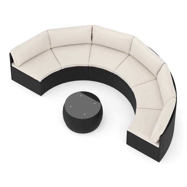 Rattanlounge SEASIDE schwarz / weiss