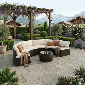 Rattanlounge SEASIDE schwarz / weiss