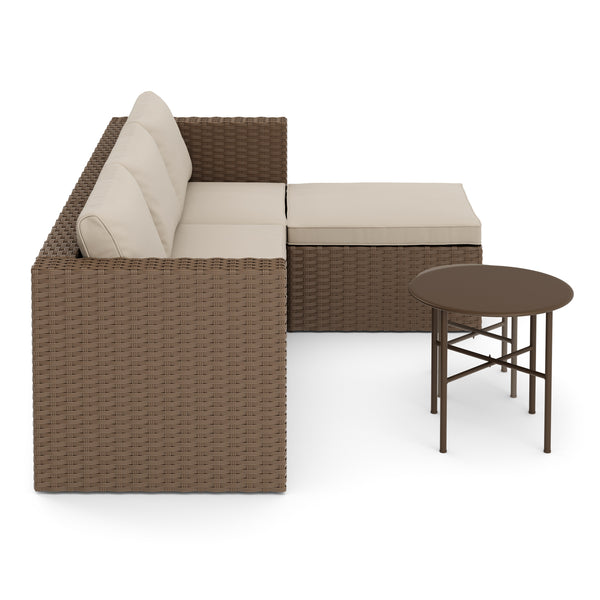 Rattanlounge TUGELA braun/beige
