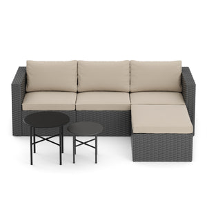 Rattanlounge TUGELA grau/beige