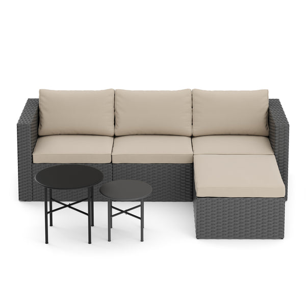 Rattanlounge TUGELA grau/beige