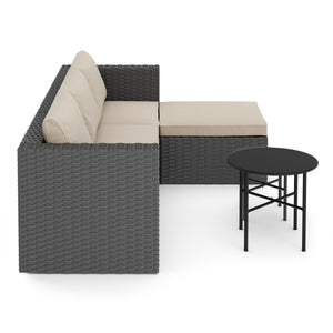 Rattanlounge TUGELA grau/beige